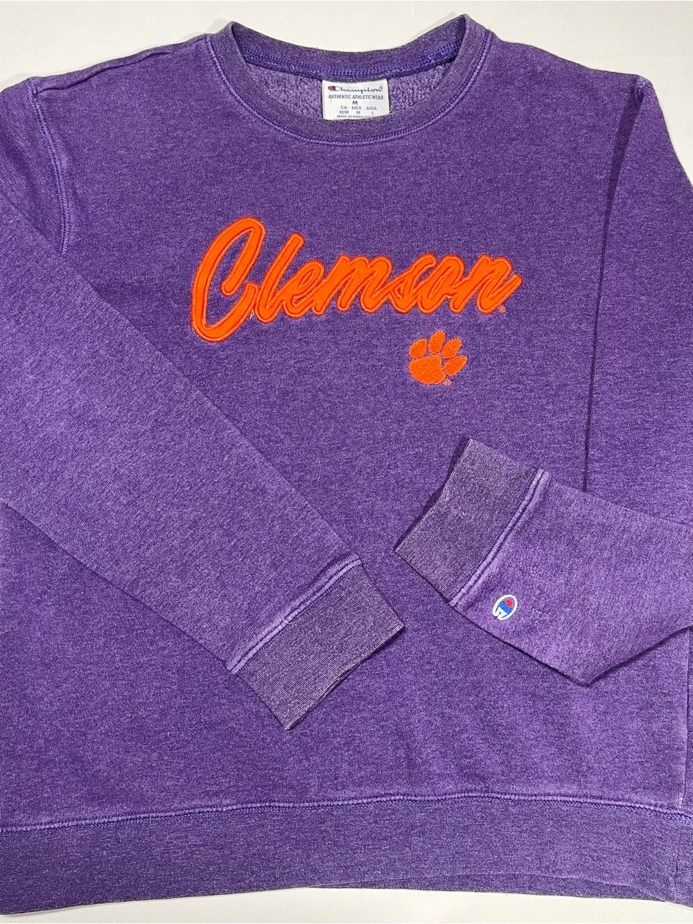 Champion Clemson Tigers Purple Crewneck Sweatshirt Embroidered‎ Medium